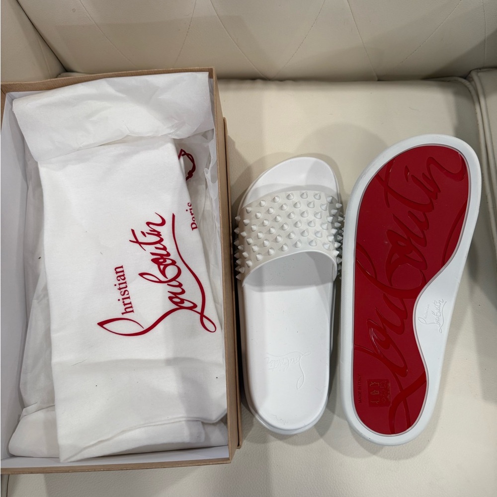 Christian Louboutin Red and White Sandals